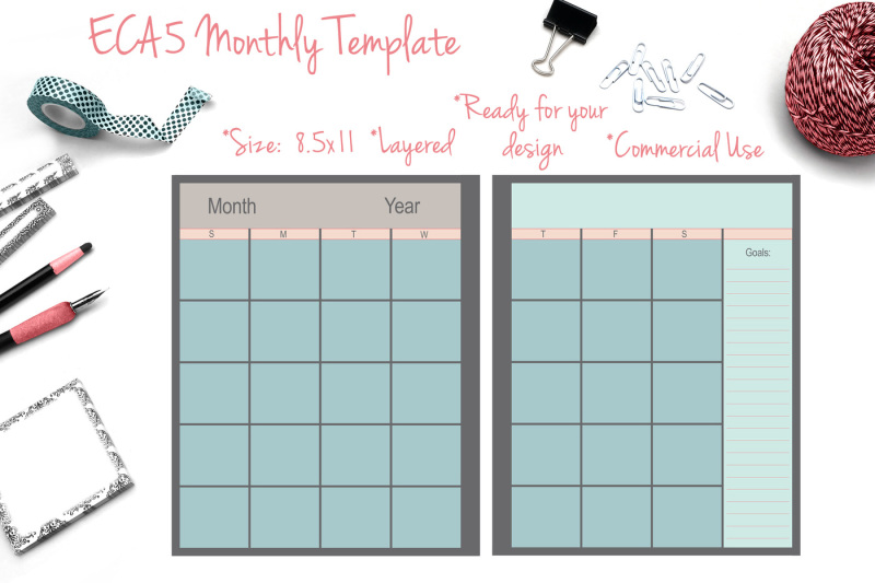 ec-a5-monthly-template
