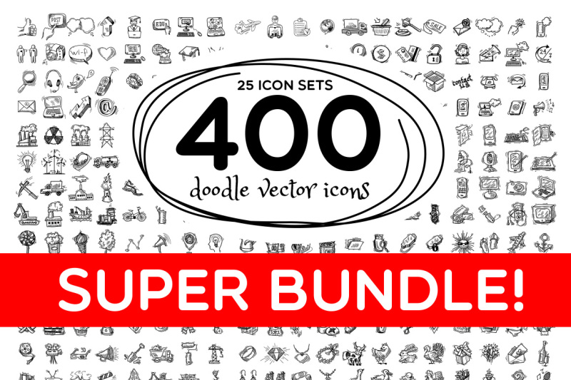 400-doodle-icons-set