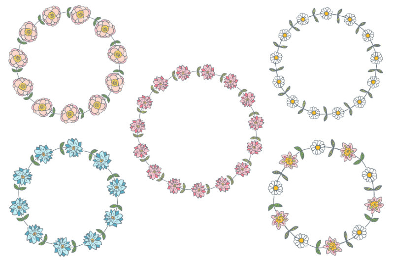 daisy-flower-wreath-clipart-floral-wreaths-clip-art-circle-floral-border-round-flower-frame