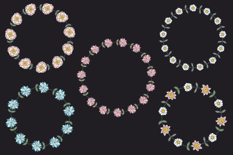 daisy-flower-wreath-clipart-floral-wreaths-clip-art-circle-floral-border-round-flower-frame