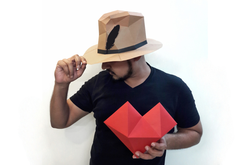 diy-paper-hat-and-heart-3d-papercrafts