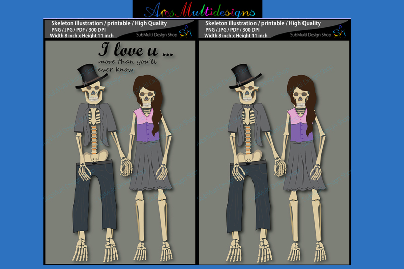 skeleton-illustration-printable-skeleton-couple-illustrations