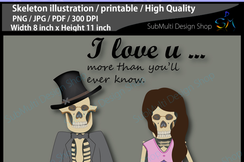 skeleton-illustration-printable-skeleton-couple-illustrations