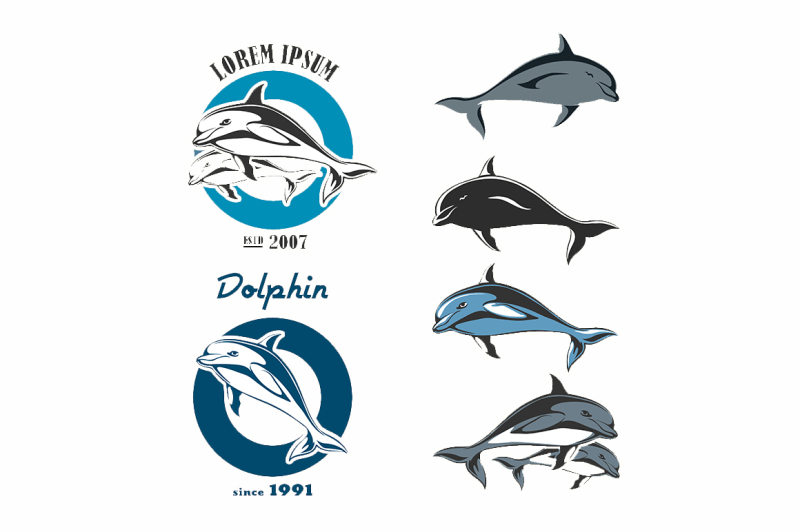 dolphin-emblem-set