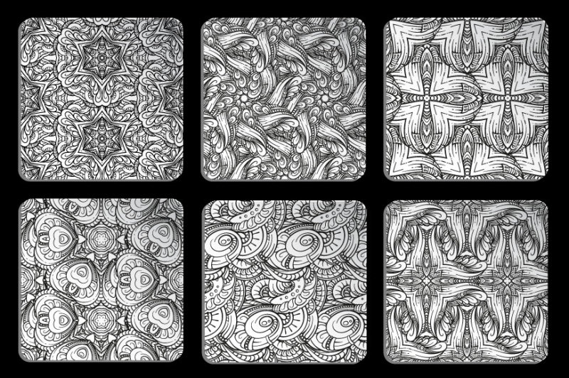 vector-black-and-white-seamless-patterns-set
