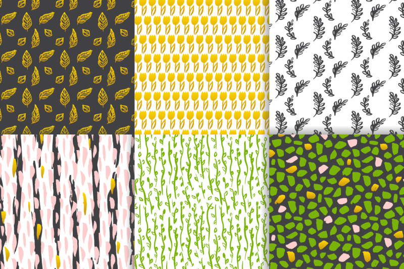 trendy-nature-seamless-patterns