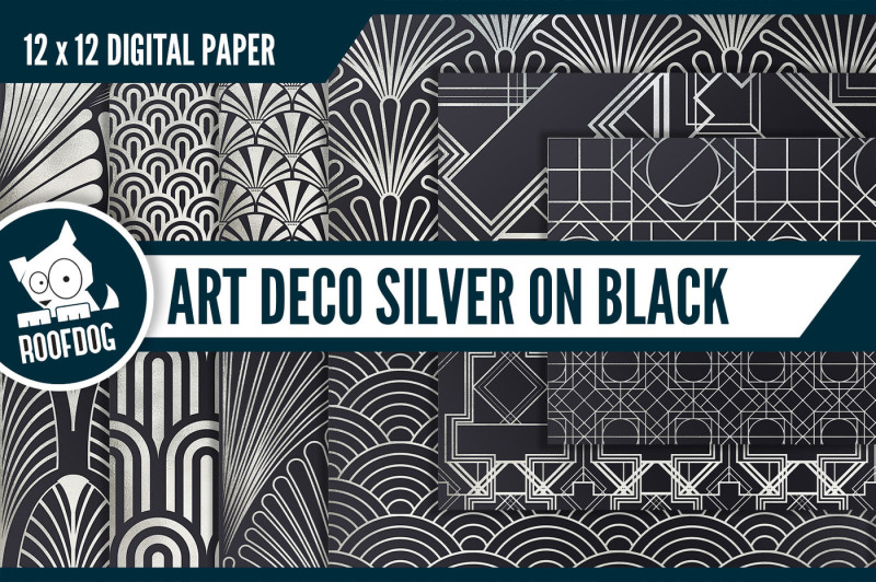 art-deco-digital-paper-silver-foil-on-black