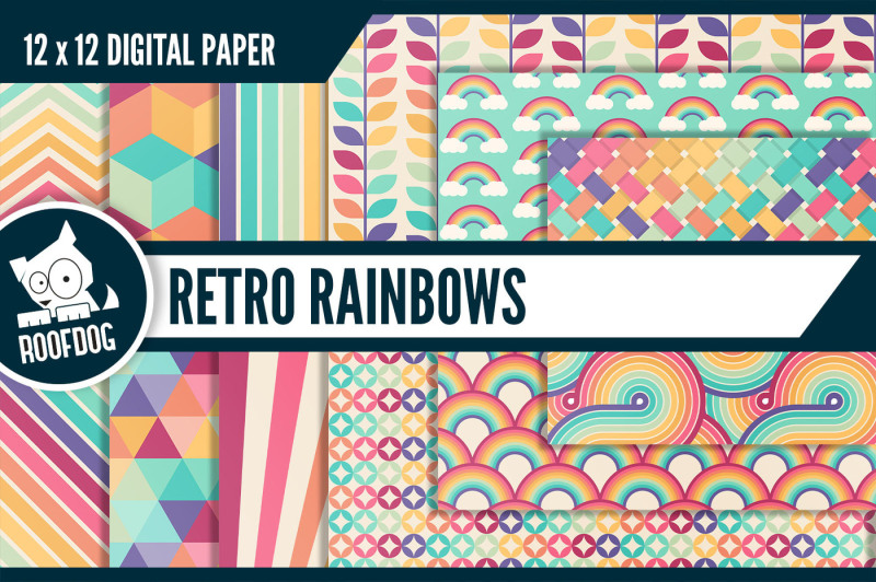 retro-rainbow-themed-digital-paper
