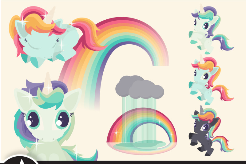 rainbow-and-unicorn-clip-art-set-one