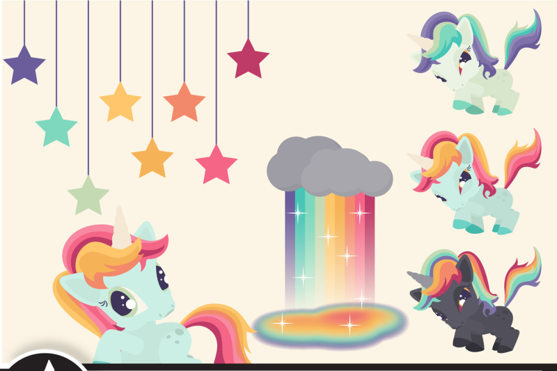rainbow-and-unicorn-clip-art-set-two