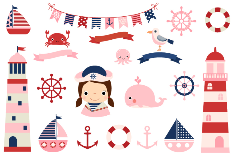pink-nautical-clipart-set-girl-nautical-clip-art-collection-lighthouse-whale-bunting-helm-sailboat