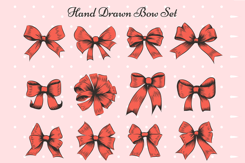 hand-drawn-bow-set