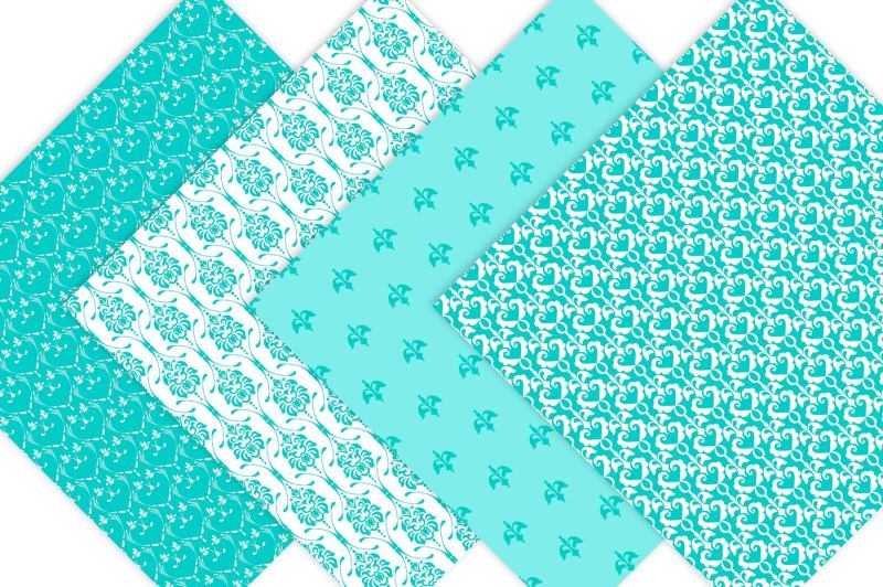 aqua-blue-damask-digital-paper-patterns