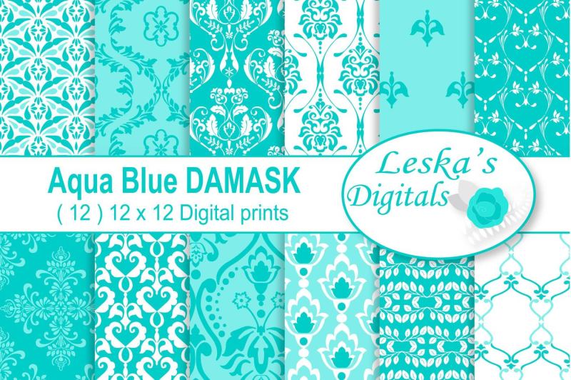 aqua-blue-damask-digital-paper-patterns
