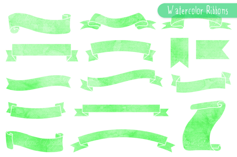 green-watercolor-ribbon-banner-clipart
