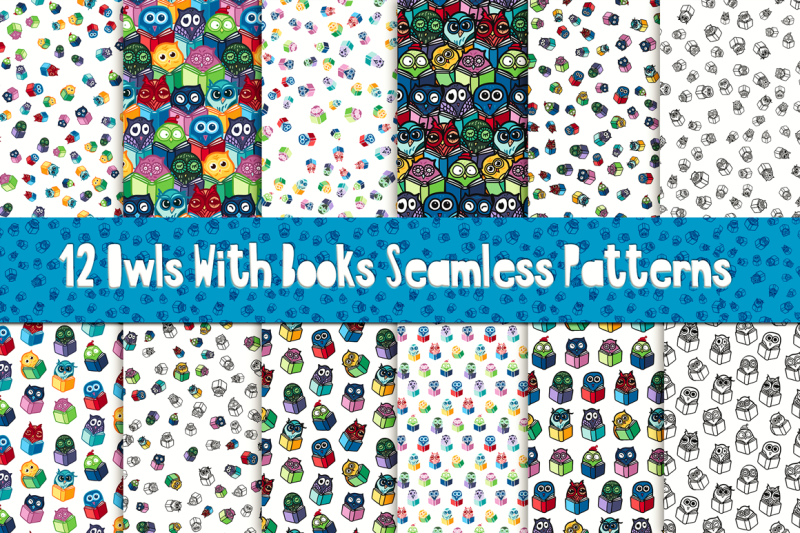 fun-owls-with-books-patterns