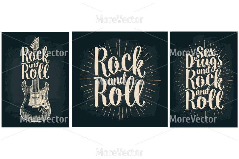 electric-guitar-rock-and-roll-lettering-vintage-vector-engraving
