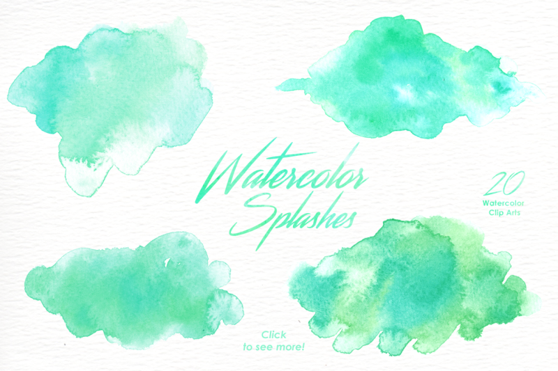 mint-watercolor-splashes-clipart