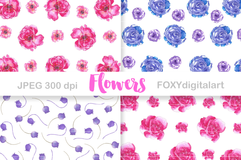 watercolor-flowers-rose-digital-paper-scrapbook