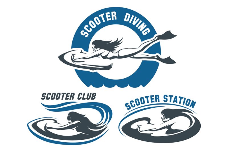 scooter-diving-club-emblem-set
