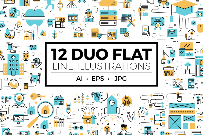 12-duo-flat-line-illustrations