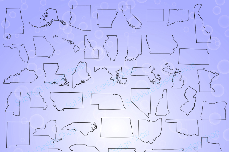 50-united-states-map-outline-vector