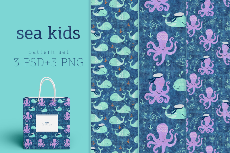 cute-sea-kids-patterns-set