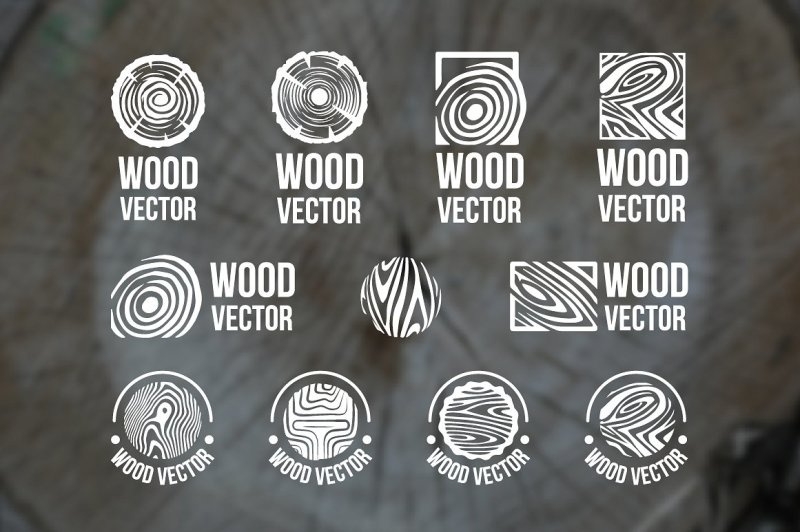 set-of-wood-rings-texture-logo