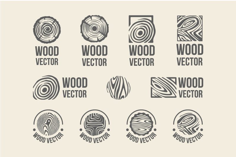 set-of-wood-rings-texture-logo
