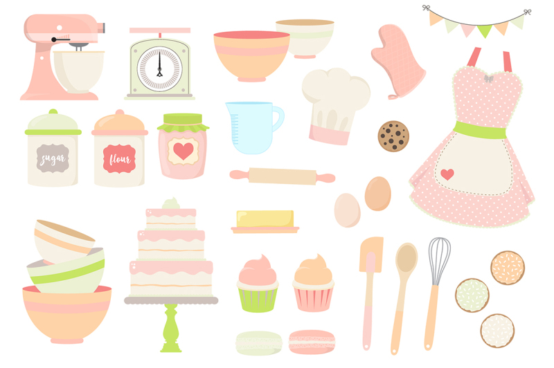 pink-and-green-baking-clipart