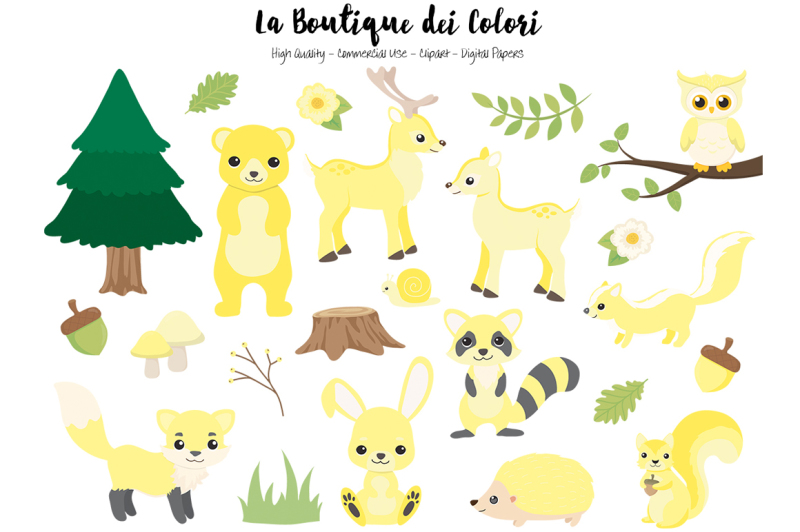 yellow-woodland-animals-clipart