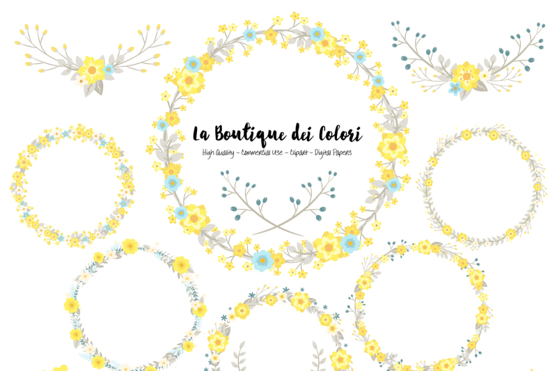 yellow-and-grey-floral-wreath-clipart