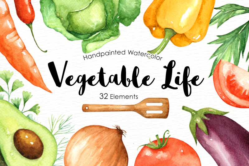 vegetables-life-watercolor-clip-arts