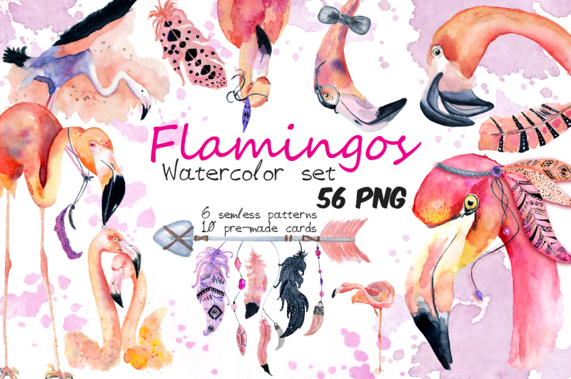 boho-flamingo-watercolor-set