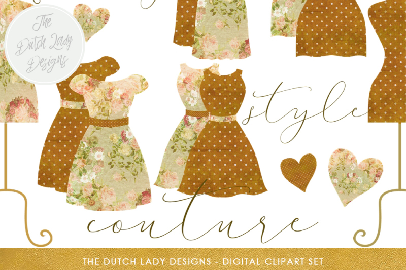 vintage-style-dress-and-couture-clipart-set