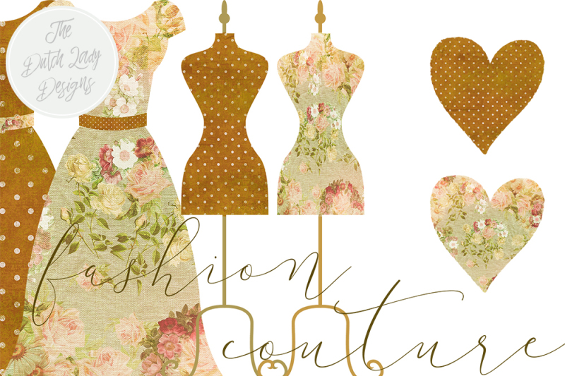 vintage-style-dress-and-couture-clipart-set