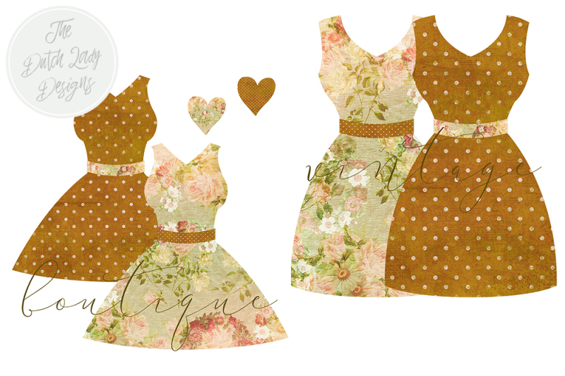 vintage-style-dress-and-couture-clipart-set