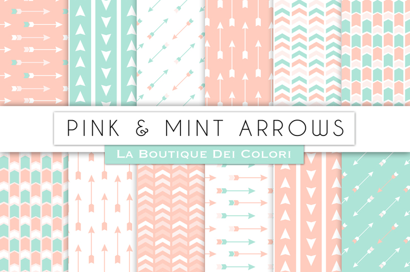 pink-and-mint-arrow-digital-papers