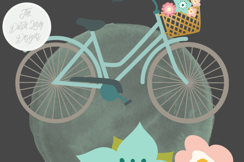bicycle-amp-flower-clipart-set