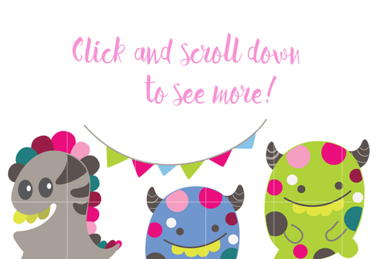 cute-monsters-clipart-and-10-papers-scrapbook