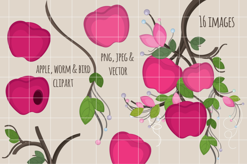 apple-and-worm-clipart-set-scrapbook