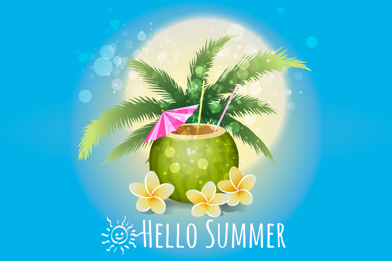 hello-summer-holiday-illustration-with-cocktail-and-tropical-flowers