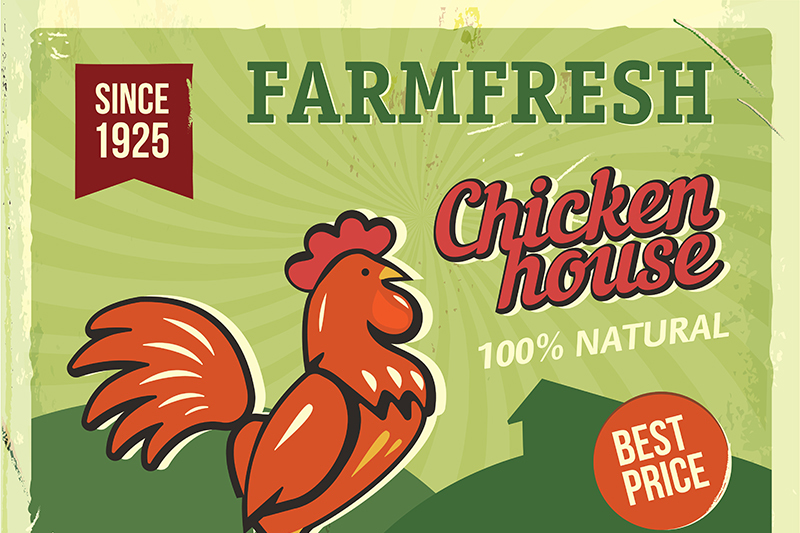 grunge-retro-metal-sign-with-chicken-vintage-advertising-poster-farm-fresh-old-fashioned-design