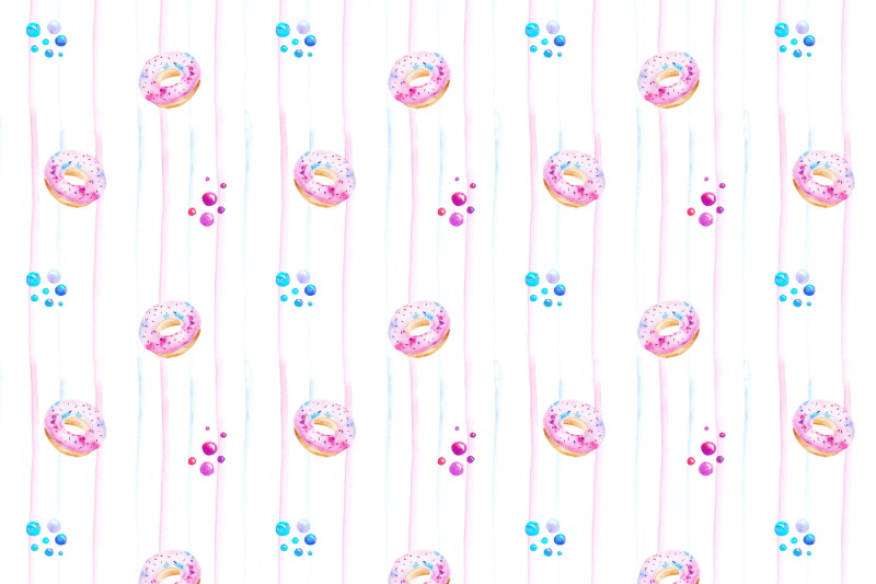 watercolor-unicorns-and-donuts-patterns-set