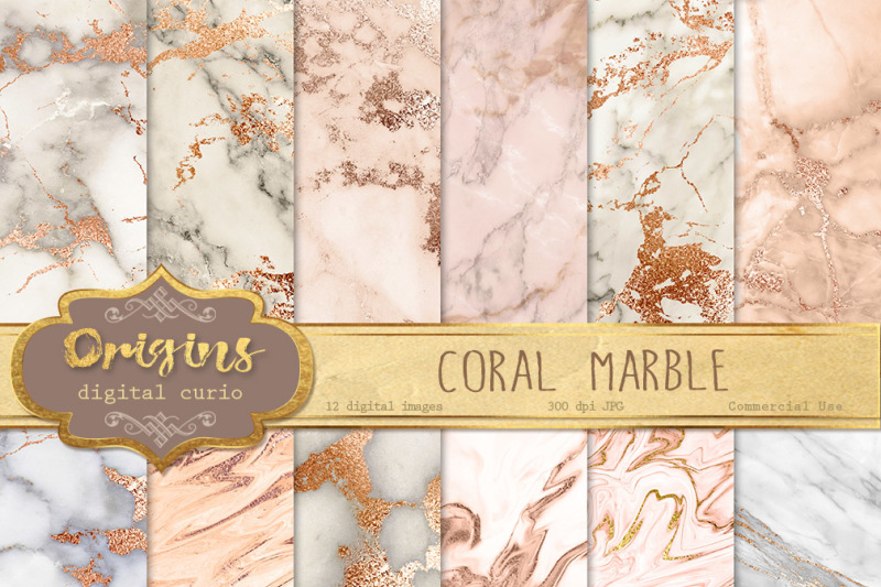 coral-marble-digital-paper