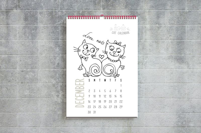 Coloring book calendar 2018 By Naumstudio | TheHungryJPEG.com