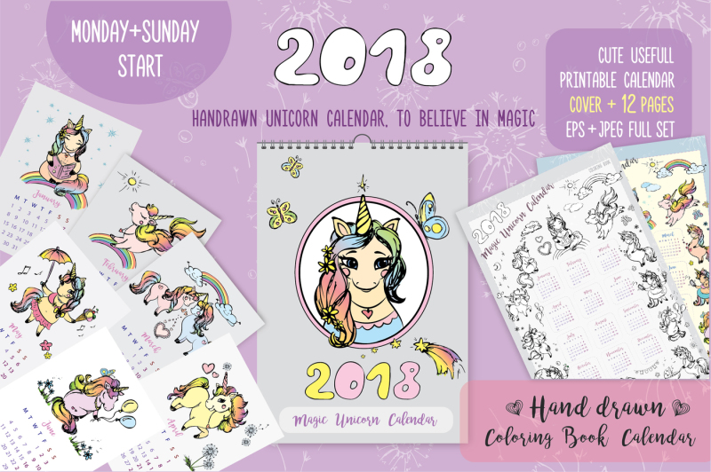cute-unicorns-calendar-2018