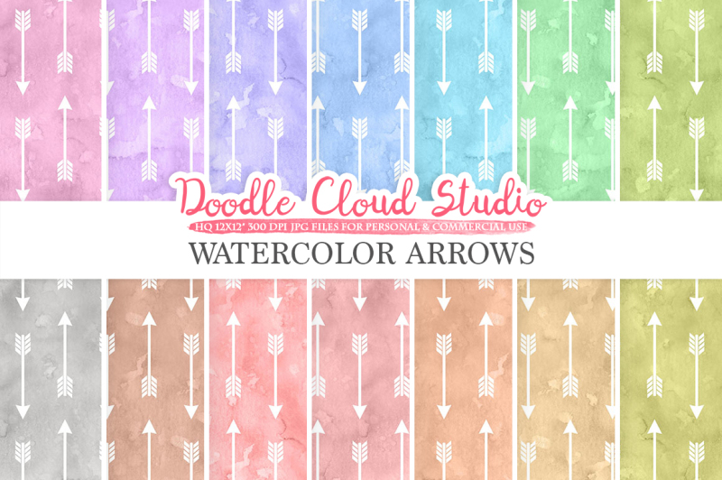 watercolor-arrows-digital-paper-tribal-arrow-patterns-pastel-colors-watercolor-background-instant-download-for-personal-and-commercial-use