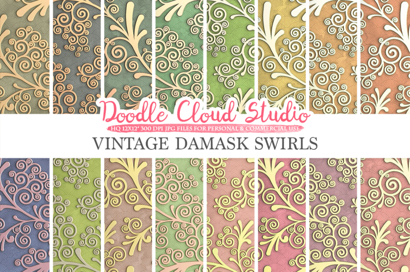 vintage-damask-swirls-digital-paper-swirls-pattern-digital-swirls-colorful-gradient-background-instant-download-personal-and-commercial-use