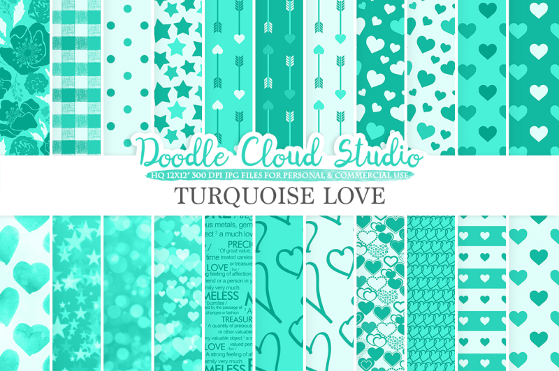 turquoise-romantic-digital-paper-valentine-s-day-aqua-patterns-love-roses-romance-heart-bokeh-background-instant-download-commercial-use